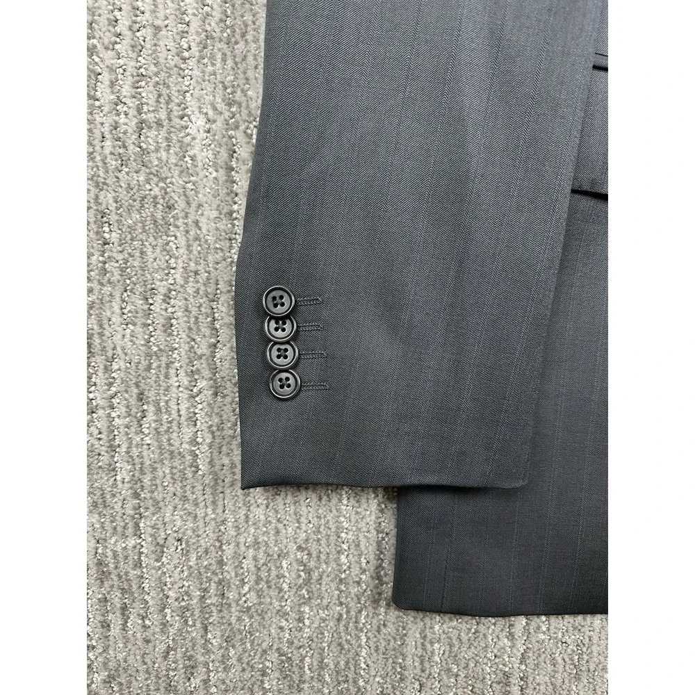 G. Manzoni Mens Gray Blazer Jacket Reda Super 110 2-Button striped Wool 40R